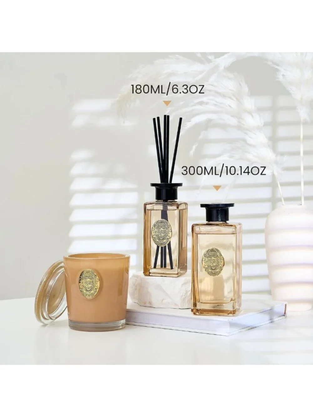 Large Reed Diffuser Set - Fresh Grapefruit Scent, Non-Toxic Essential Oil for